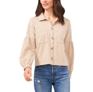 Riley & Rae Long Sleeve Floral Ponte Buttoned Jacket - Hazelnut Dk beige Large